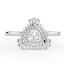 Starburst Ring, Trillion Cut Halo Moissanite Engagement Ring, Double Halo Ring, 14K Solid Gold Ring, Lab Diamond Ring, Handmade Jewelry