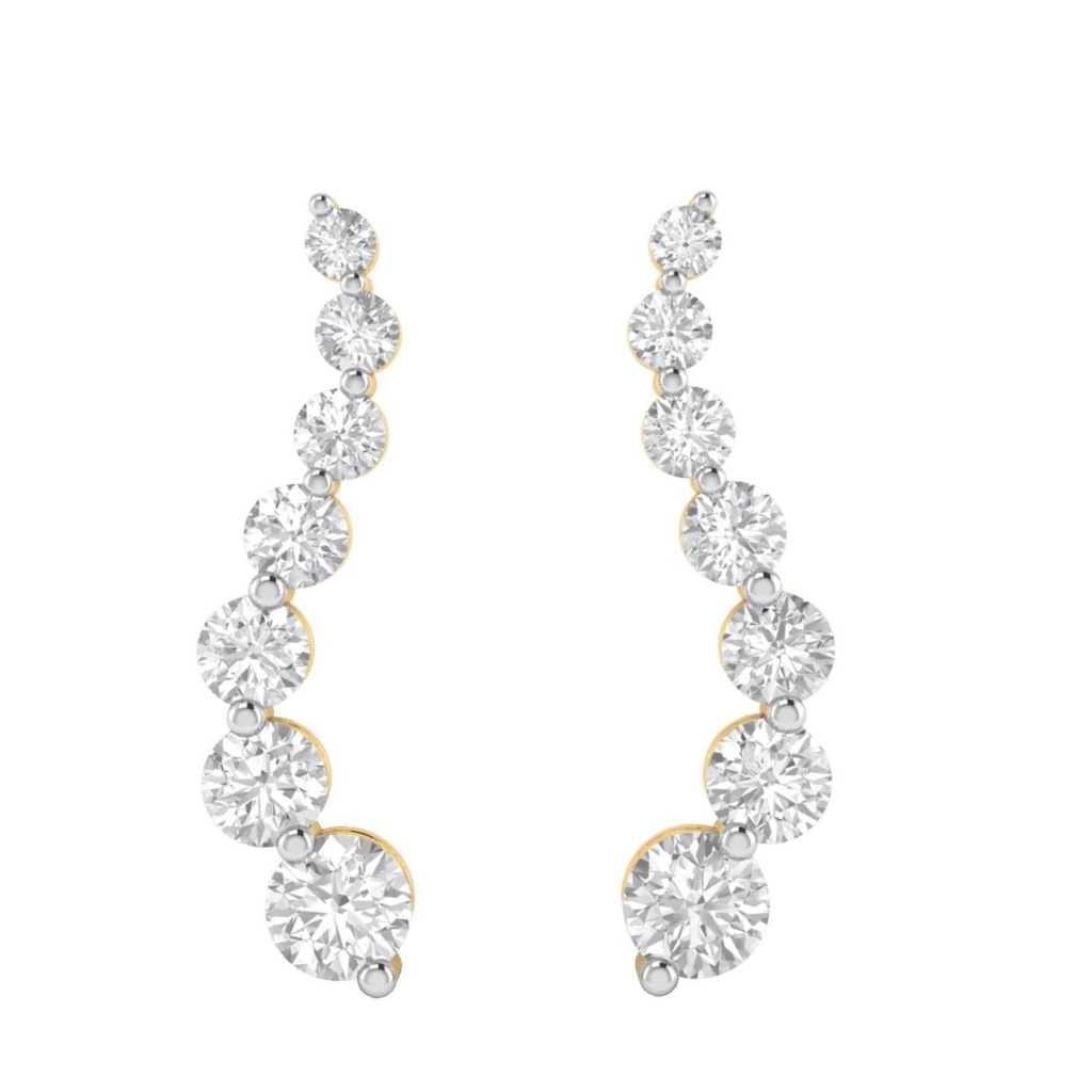 Round Cut Diamond Cluster Big Stud Earrings For Women