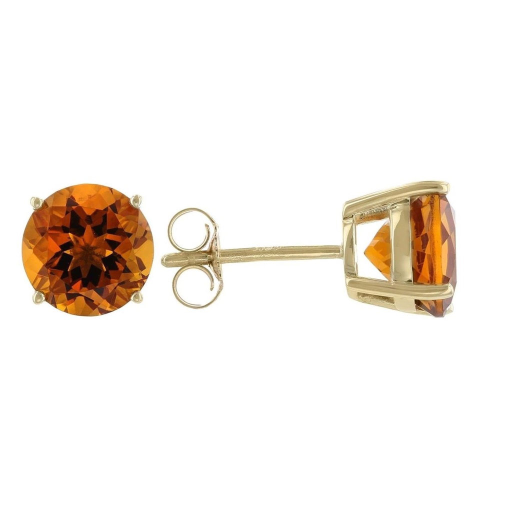 Brown Round Cut Diamond Stud Earrings For Women