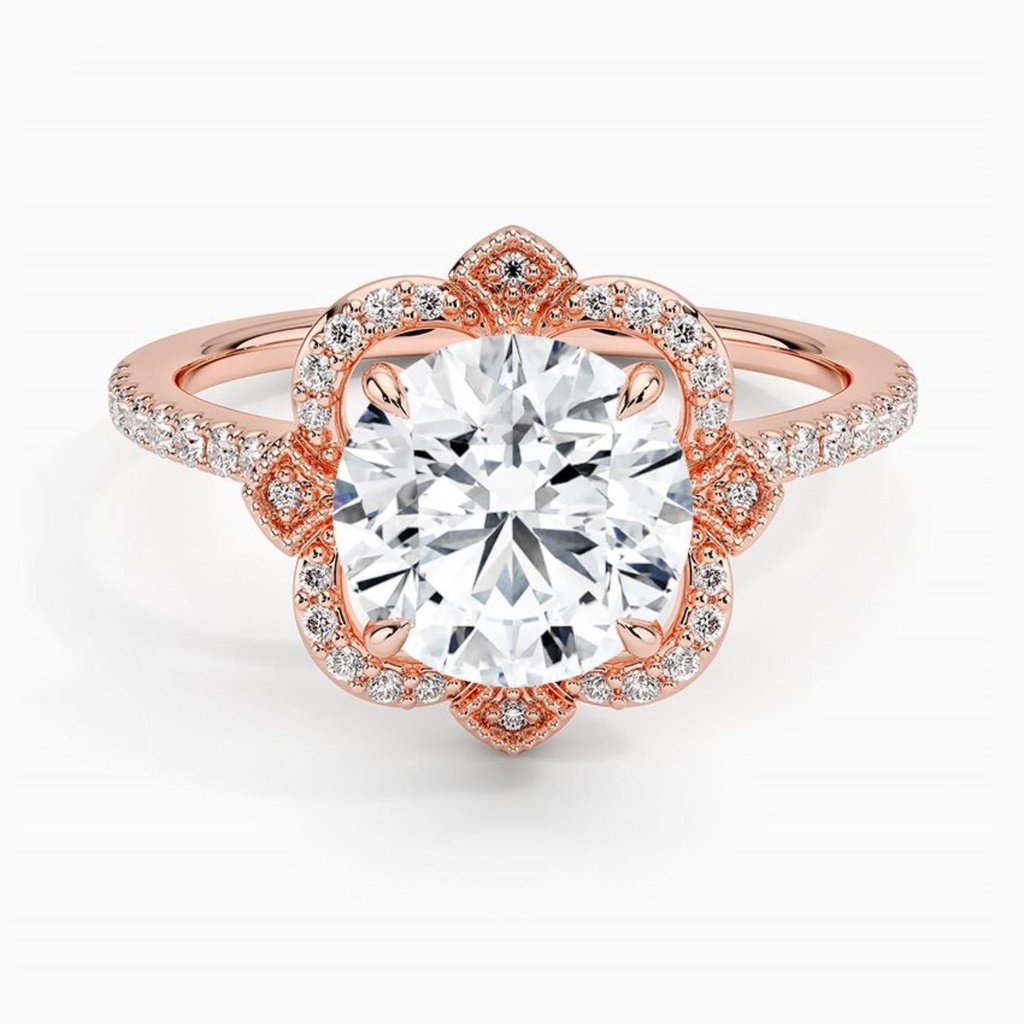 Halo Engagement Ring Round Cut Wedding Ring