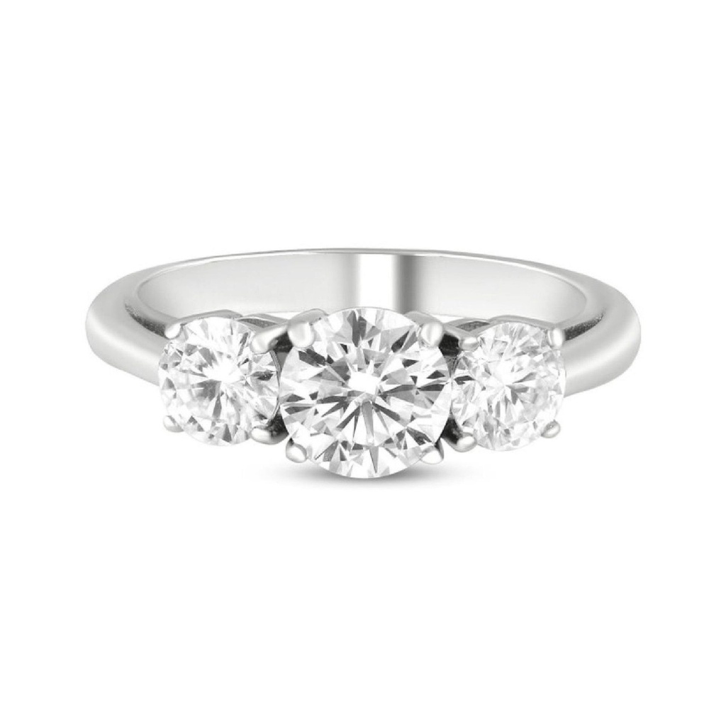 Round Cut Three Stone Ring in 925 Sterling Silver Ring For Engagement