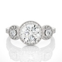 3 Stone Yellow Round Cut In 925 Sterling Silver Ring For Engagement