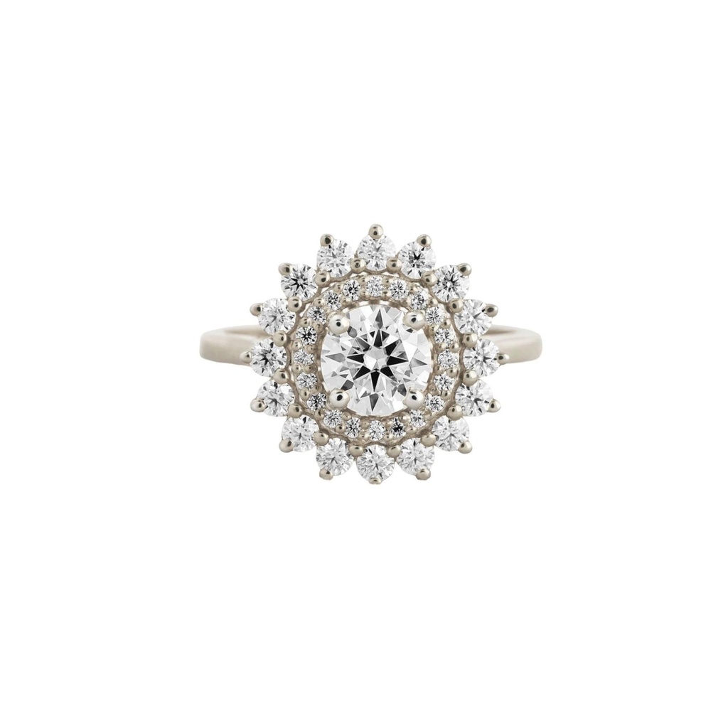 Round Cut Diamond Double Halo Engagement Ring for Women