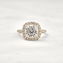 Cushion Cut Diamond Hidden Halo Engagement Ring for Women