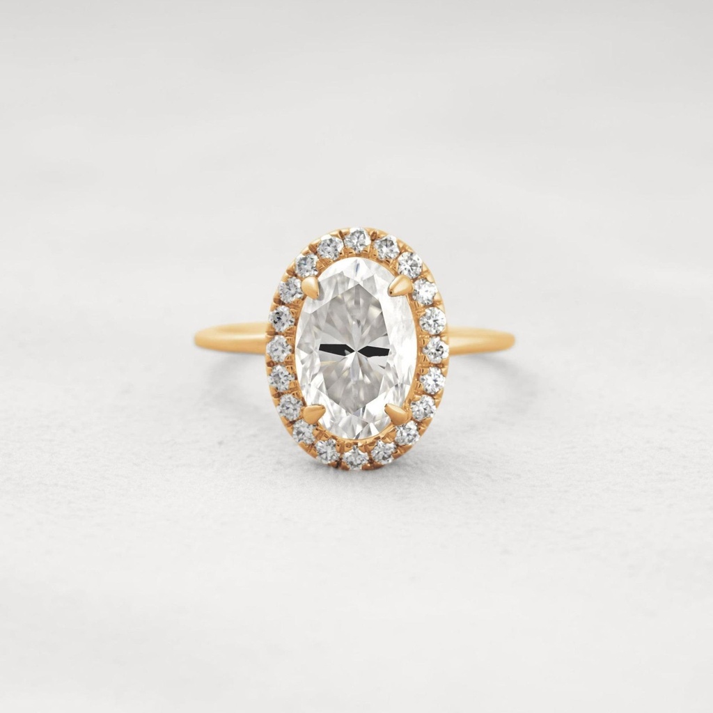 Oval Cut Diamond Hidden Halo Engagement Ring for Women