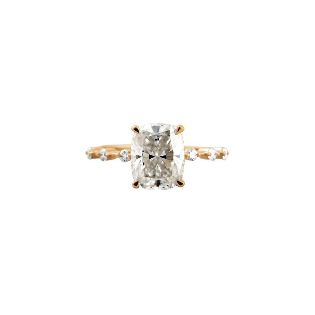 Hidden Halo Yellow Elongated Cushion Cut In 925 Sterling Silver Ring For Engagement