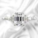 Cluster Emerald Cut White In 925 Sterling Silver Ring For Women's Engagement
