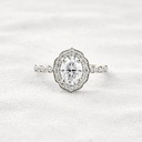 Halo White Oval Cut  In 925 Sterling Silver Ring For Engagement