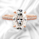 Hidden Halo Oval Cut White  In 925 Sterling Silver Ring For Women's Engagement