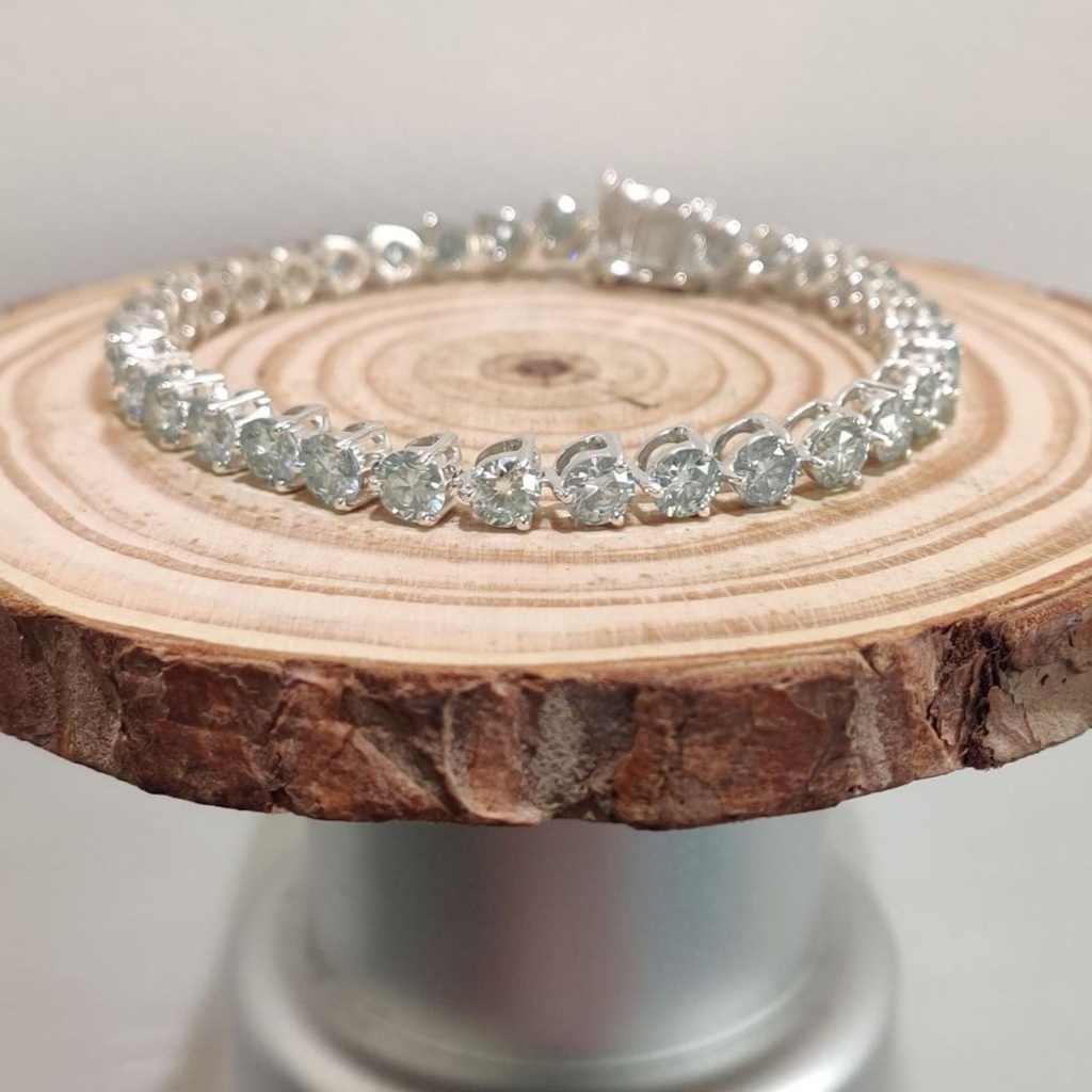 Round Cut stone Sterling Silver Tennis Bracelet For Women