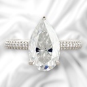 Pear Cut Diamond Hidden Halo 3 Row With Accents Engagement Ring for Women