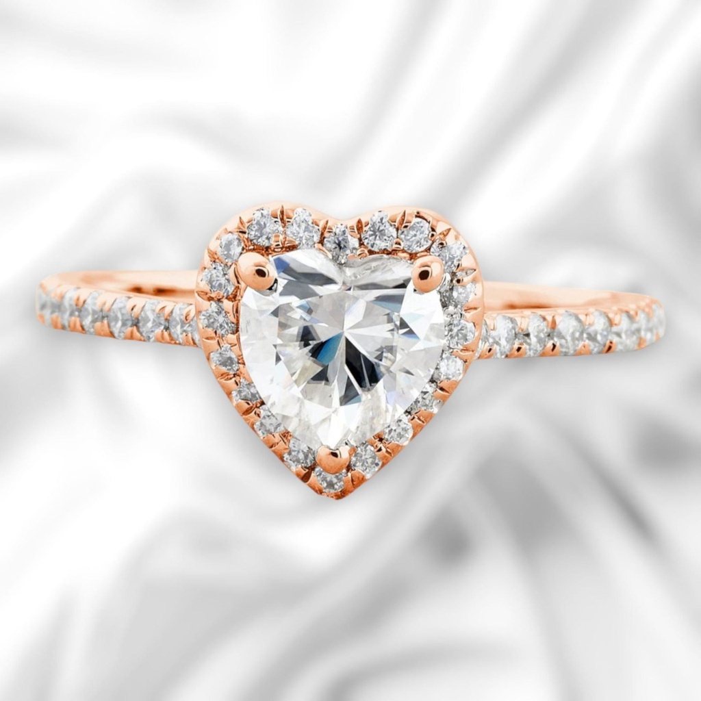 Heart Cut Diamond Halo With Accents Valentine Ring for Women