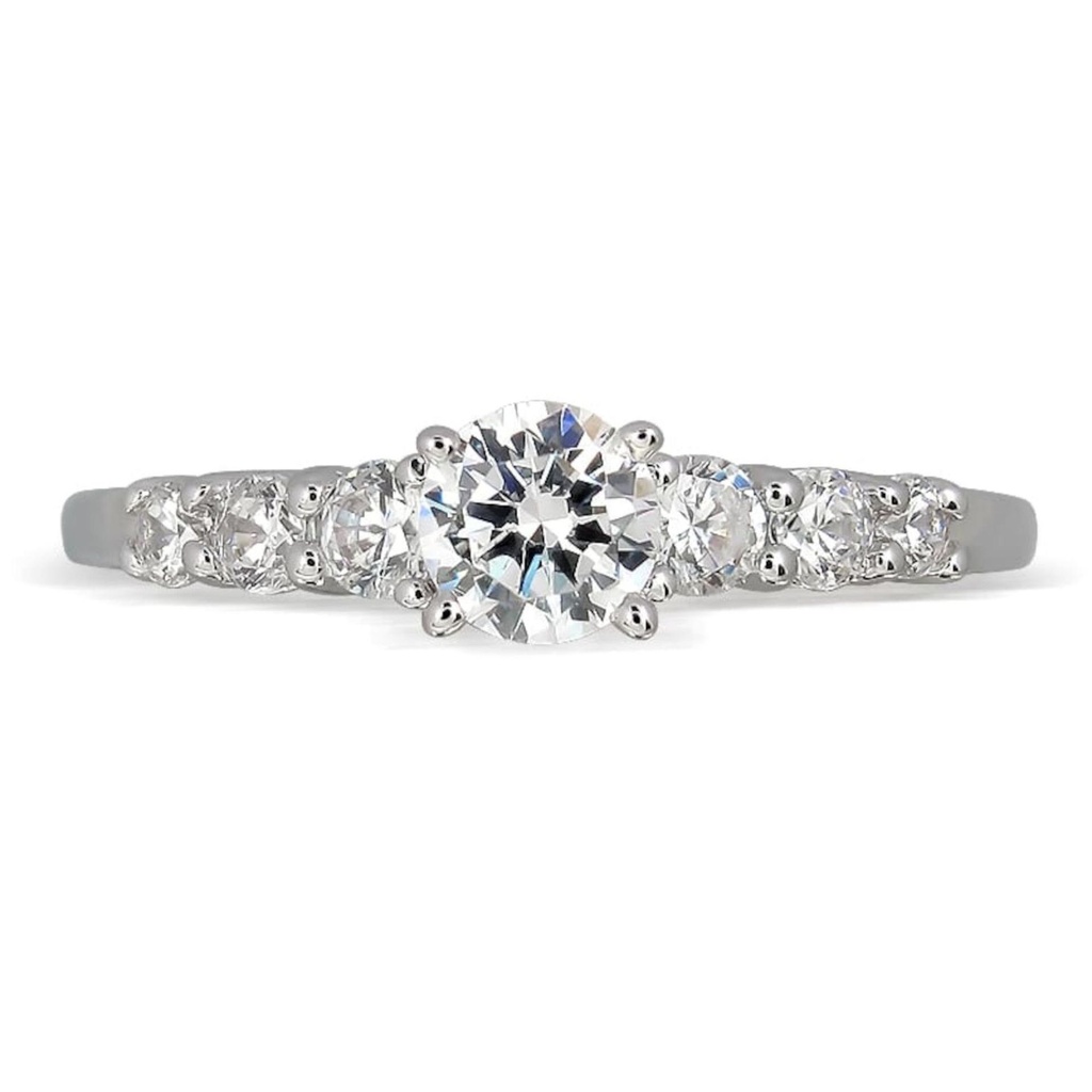 Round Cut 7 Stone Ring in 925 Sterling Silver Ring  For Engagement