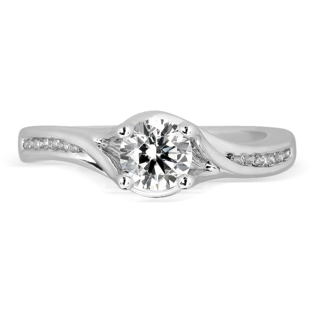Round Cut Diamond Unique Style Solitaire With Accents Engagement Ring for Women