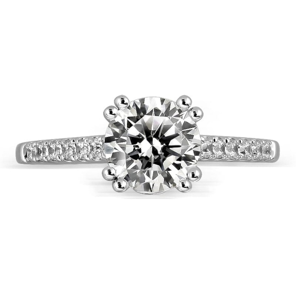 Round Cut Solitaire With Accents Double Prong Ring in 925 Sterling Silver Ring  For Engagement