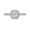 Princess Cut Halo Four Prong Ring in 925 Sterling Silver Ring  For Engagement