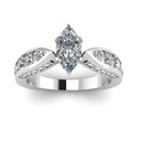 Marquise Cut Diamond Solitaire With Accents Engagement Ring For Women