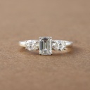 Emerald And Oval Cut Diamond 3 Stone Birthday Gift Ring for Women