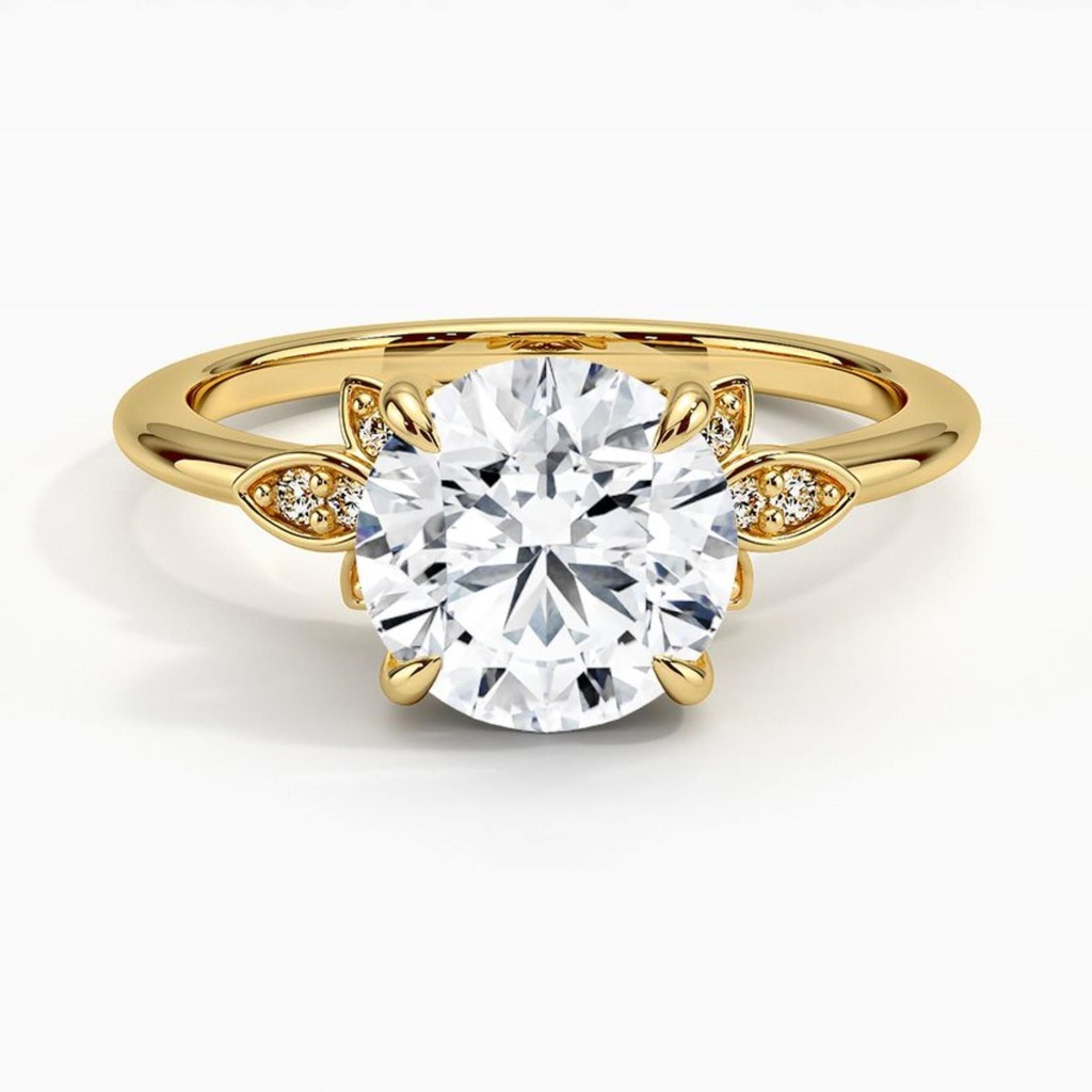 Round Cut Yellow Gold Solitaire Engagement Ring for Women