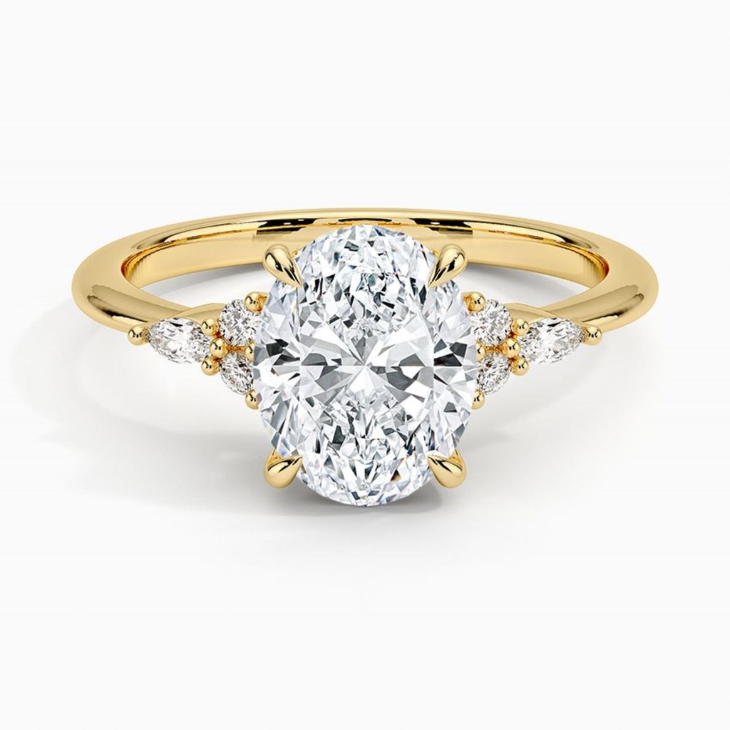 Oval Cut Yellow Gold Fancy Engagement Ring for Women 
