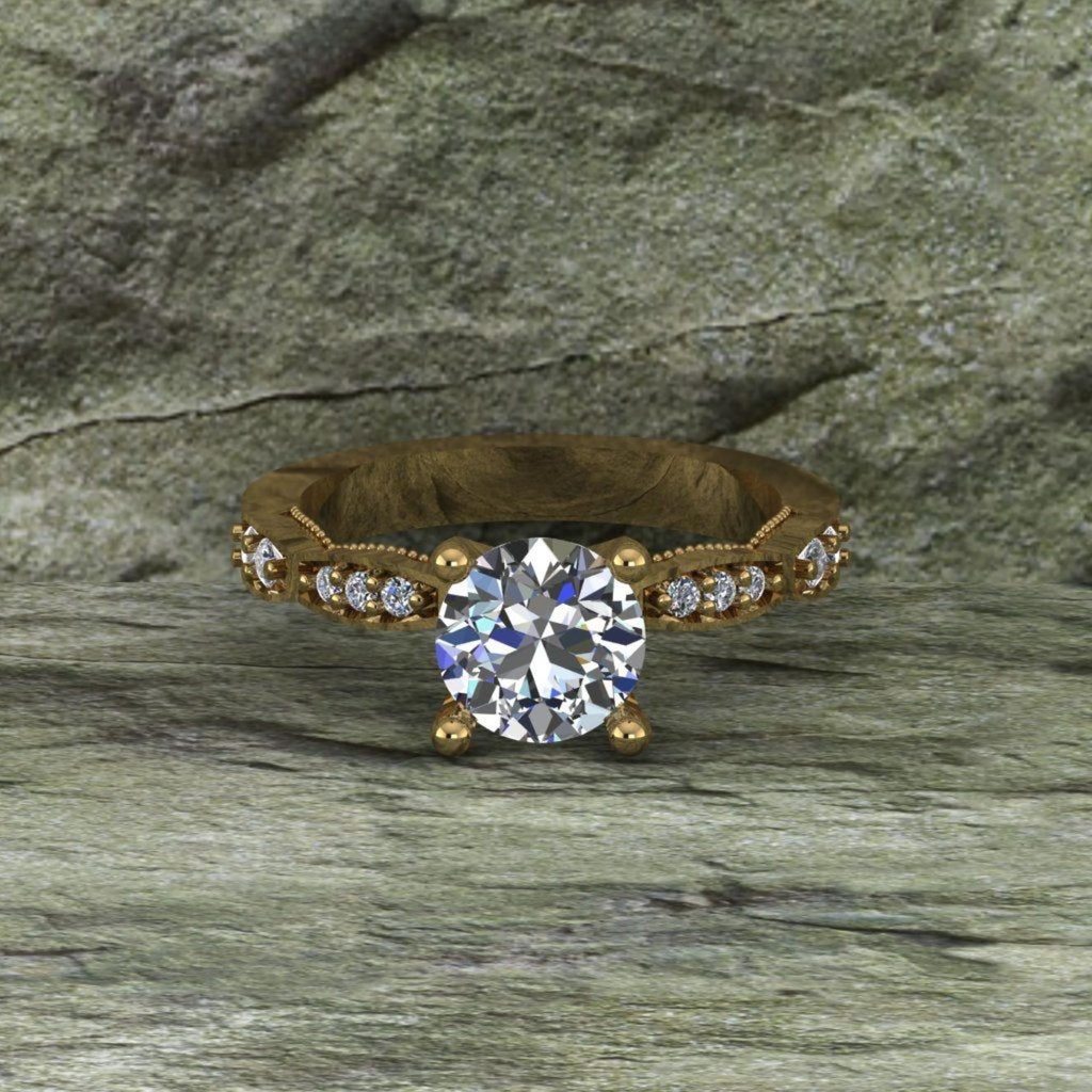 Round Cut Diamond Unique Style Engagement Ring for Women