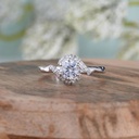 Bypass Shank Round Moissanite Engagement Ring, Twisted Moissanite Rings For Women, White Gold Swirl Style Promise Ring For Her