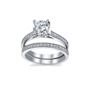 Metal Masters Women's Wedding Engagement Ring Set Sterling Silver 925 Round Cubic Zirconia