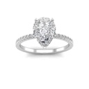 Hidden Halo Pear Cut White Moissanite In 925 Sterling Silver Ring For Women's Engagement