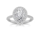 Halo Pear Cut White Moissanite In 925 Sterling Silver Ring For Women's Engagement