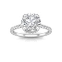 Hidden Halo Round Cut White Moissanite In 925 Sterling Silver Ring For Women's Engagement