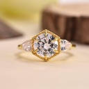 Round Ad Pear Cut Diamond Hexagon Shape Birthday Gift Ring for Women