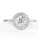Round Cut Diamond Unique Halo Engagement Ring for Women
