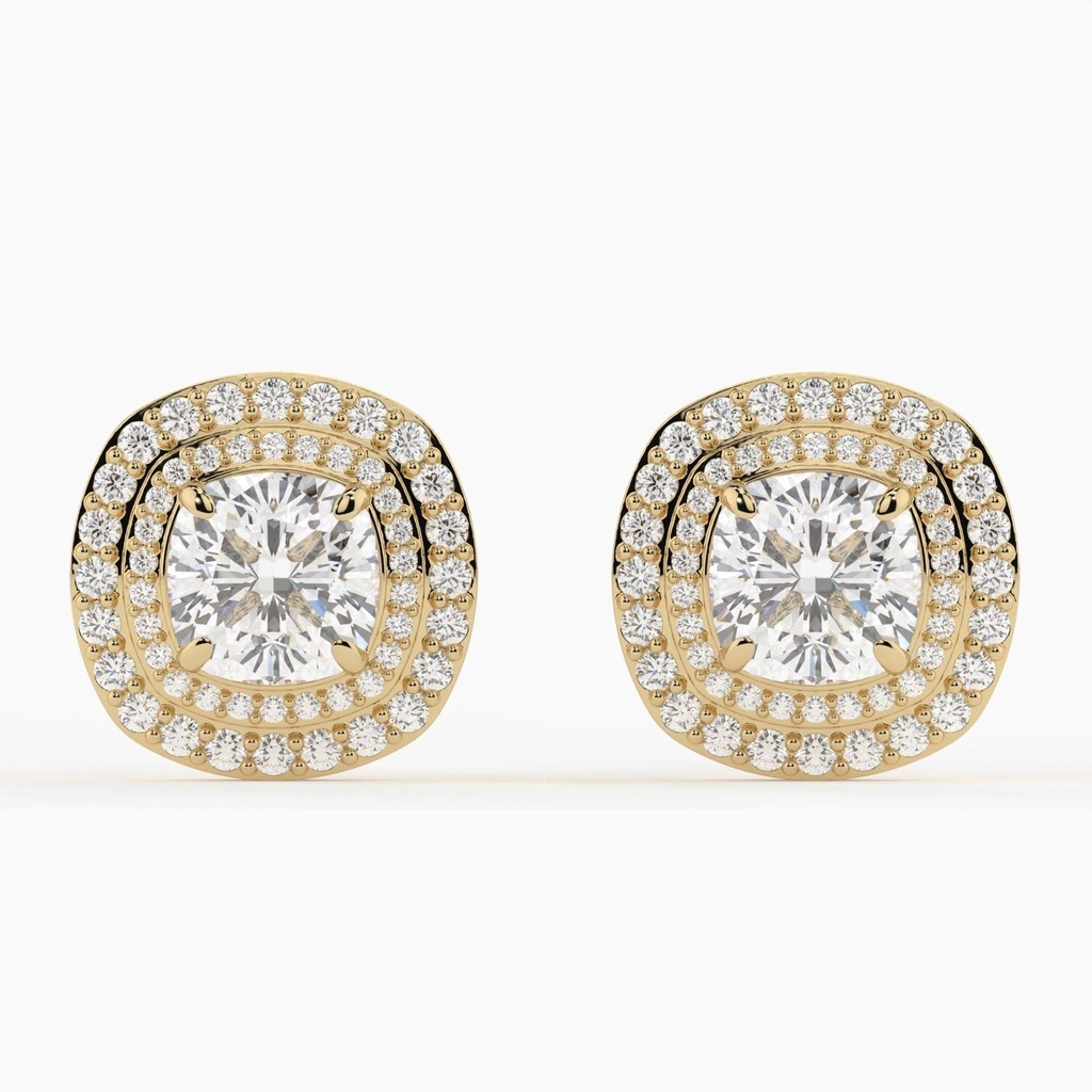 Stylish 14kt rose gold earring with cushion and round cut labgrown diamond trending party wear design