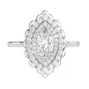 Marquise Halo  Engagement Ring / Vintage Cluster 14K Solid White Gold Ring / Bridal Wedding Ring For Your Women