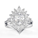  Oval Cut Lab Grown Diamond Engagement Ring Set, IGI Certified  Lab Created Diamond Ring, 14K Yellow Gold Wedding Ring, Halo Ring