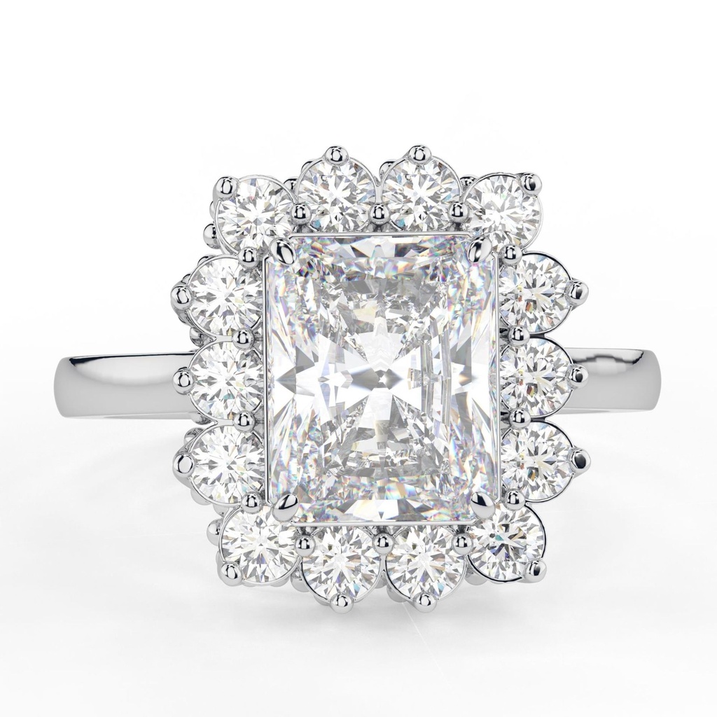 Halo Radiant Cut Engagement Ring, Yellow Gold Radiant  Engagement Ring, Radiant Ring, Anniversary Ring Forever One Radiant 