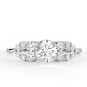  Round Cut Lab Grown Diamond with Side Stones Setting Engagement Ring in 14k Yellow Gold