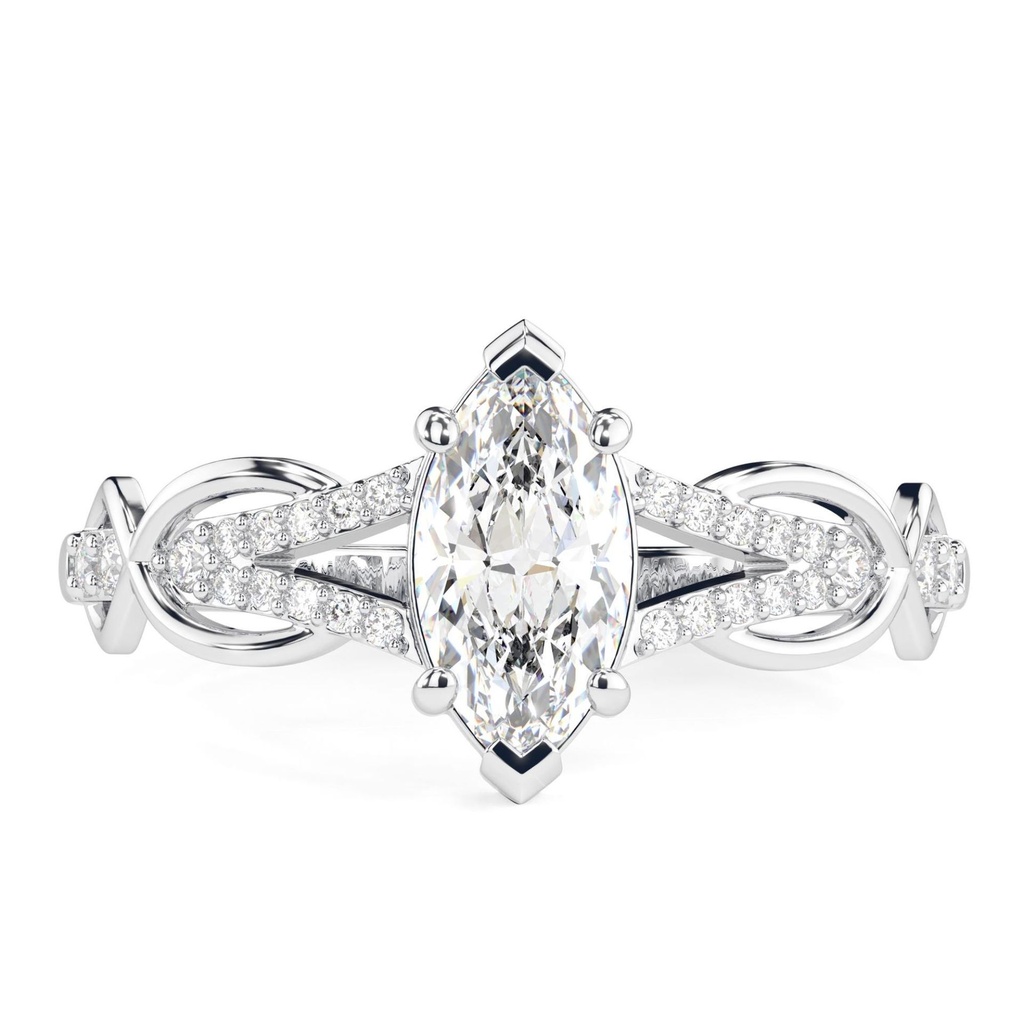 Marquise Cut Diamond Split Shank Anniversary Ring for Women