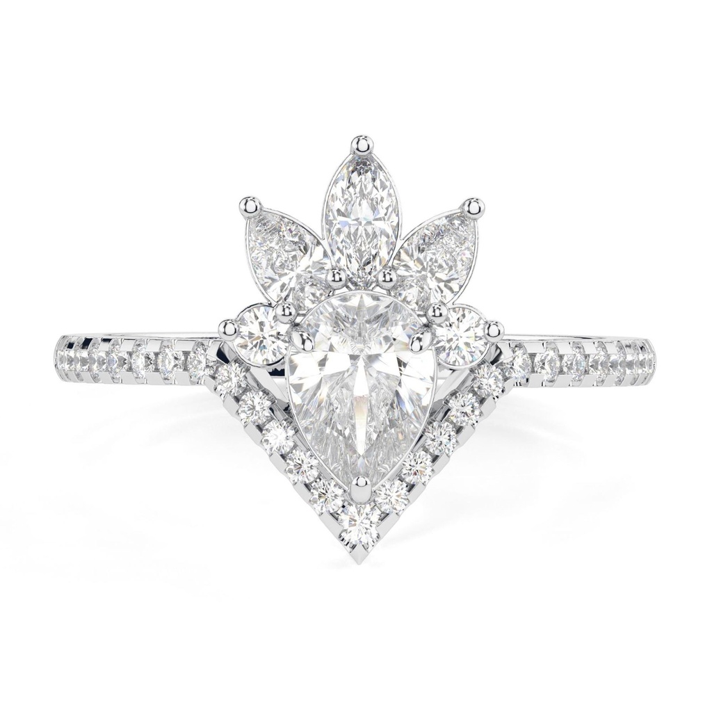 Pear Cut Diamond Unique Style Anniversary Ring for Women