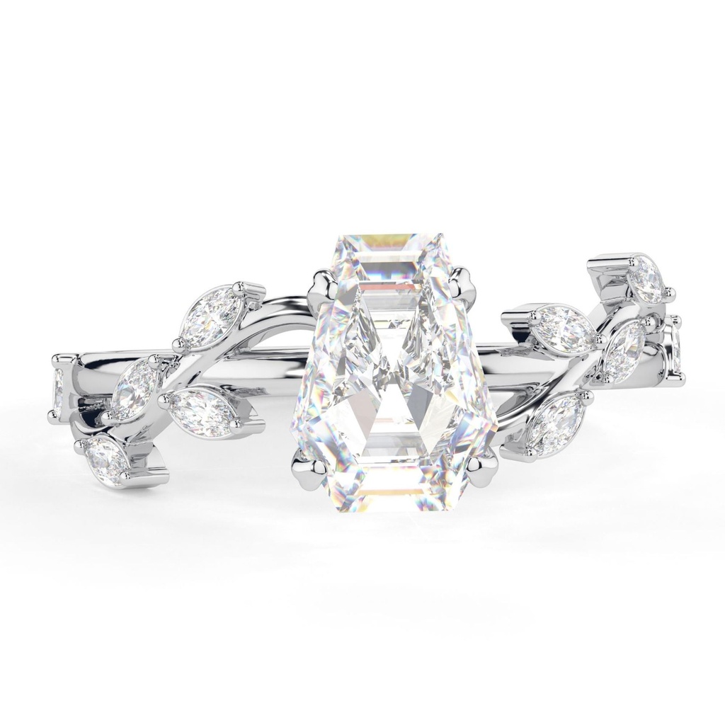 Coffin  engagement ring Unique Yellow gold engagement ring women vintage cluster ring Bridal promise ring Anniversary ring