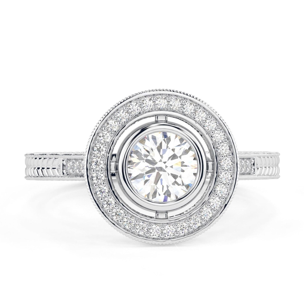 Round Cut Diamond Halo With Accents Engagement Ring for Women