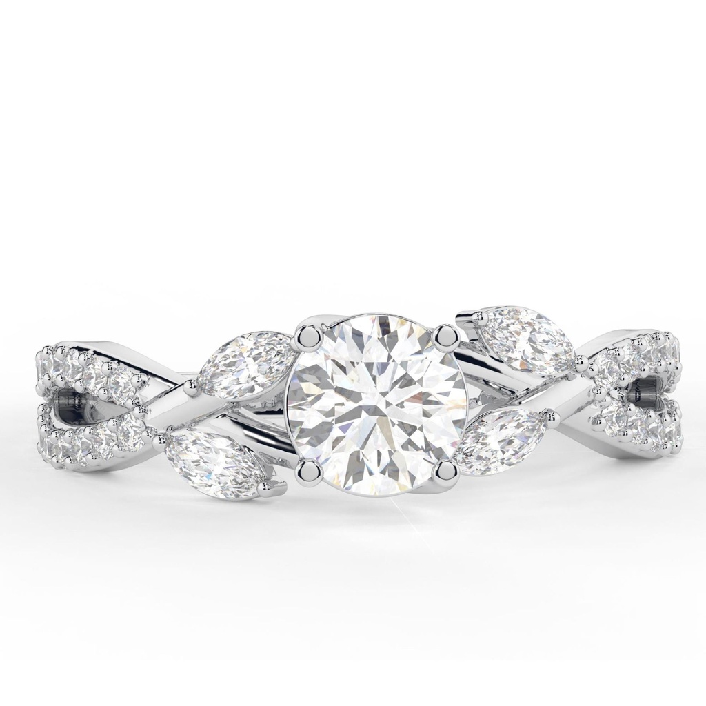 Round Cut Diamond Twisted Anniversary Ring for Women