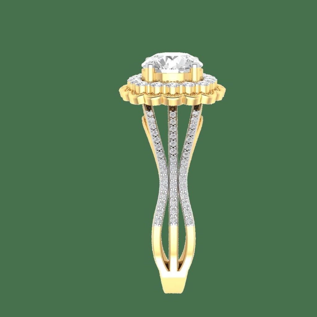 Round Cut Diamond Halo Unique Style Heavy Anniversary Ring for Women