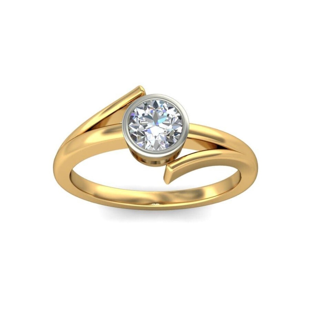 Round Cut Diamond Unique Solitaire Engagement Ring for Women