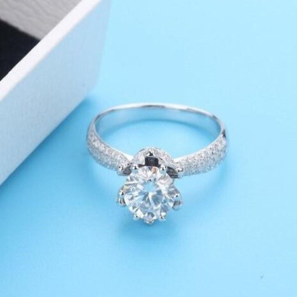 Amazing Round Moissanite 14K Rose Gold Crown Ring, Crown shape luxury Diamond Ring, Unique and luxurious jewelry Diamond Gift For Her