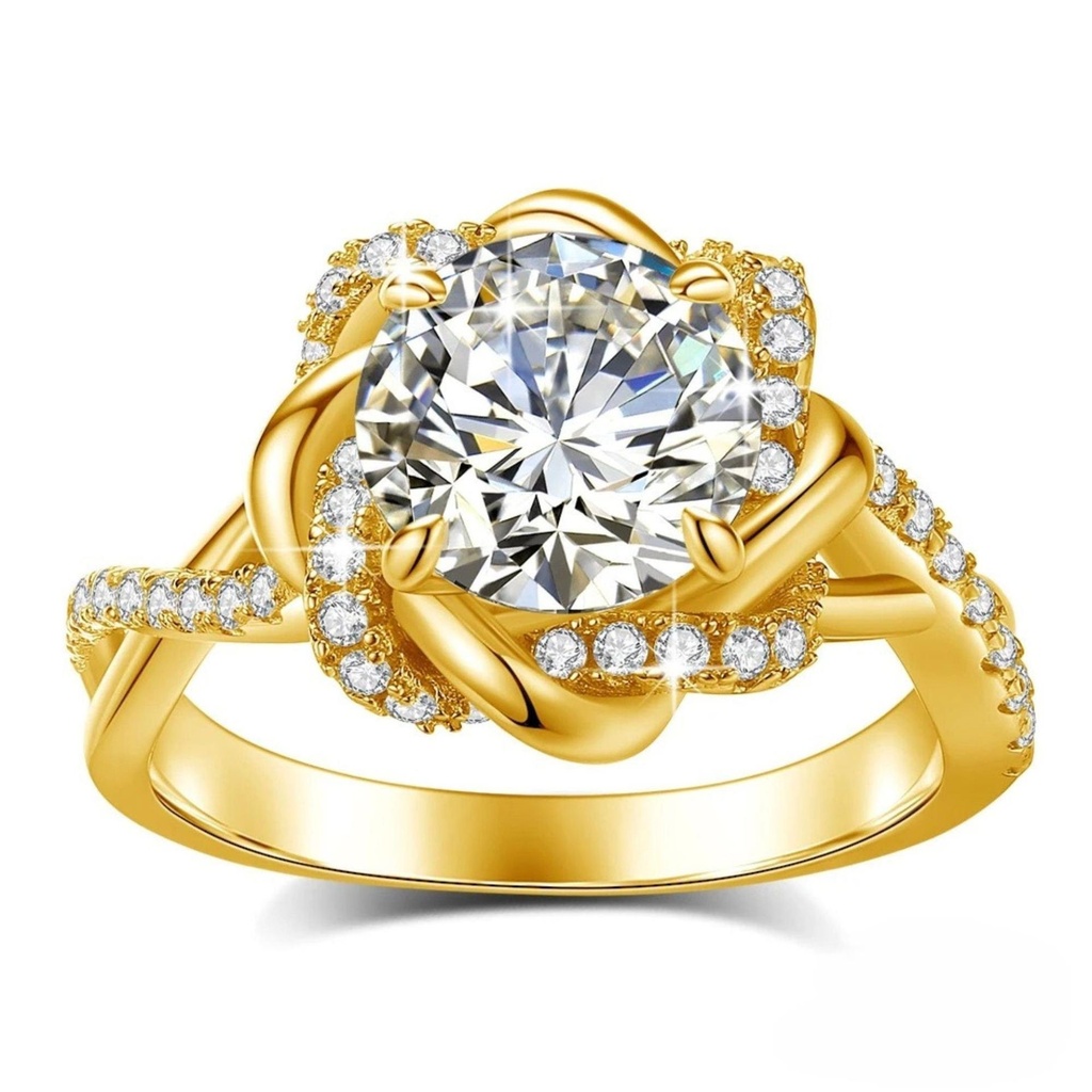 3ct Moissanite Ring | 925 Sterling Silver Gold Plated Ring | Engagement Ring for Women | Wedding Ring | Promise Ring | Gift for Anniversary