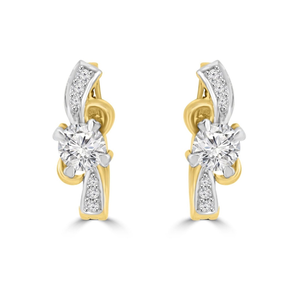 Round Cut Diamond Unique Style Huggie Hoop Earrings For Women