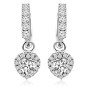 Heart Cut Diamond Halo Drop Dangle Hoop Earrings For Women
