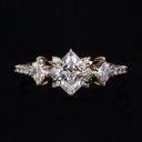 Three Stone Engagement Ring, Pretty Princess Cut Moissanite Anniversary Ring, Art Deco 6 Claw Prong Cluster Set Designer Bridal Promise Ring