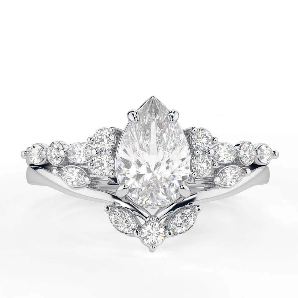 Pear Cut Diamond Unique Style Bridal Set Ring for Women